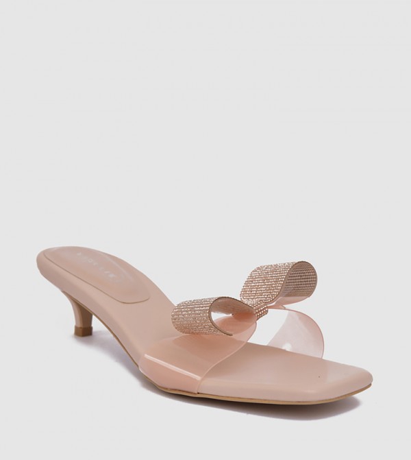 Embellished Bow Detail Kitten Heel Sandals