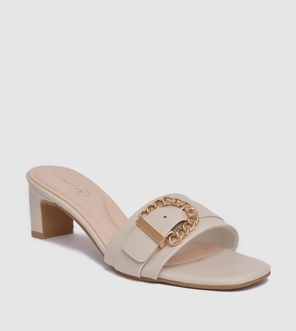 Buckle Detail Block Heel Sandals