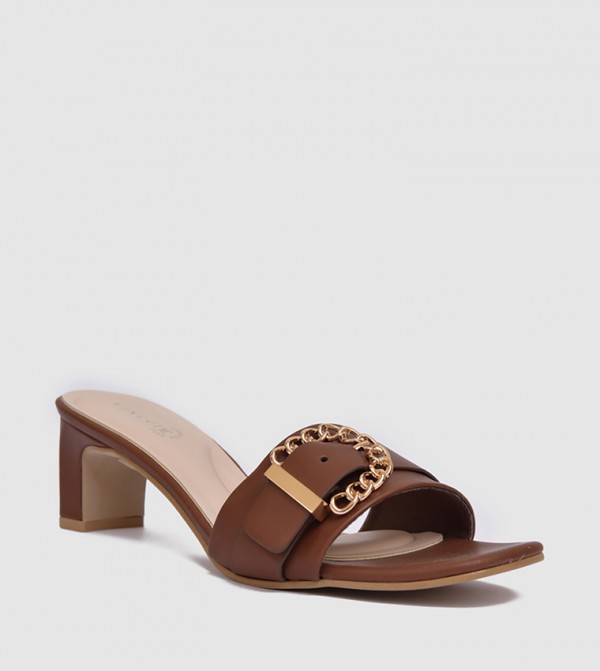 Buckle Detail Block Heel Sandals