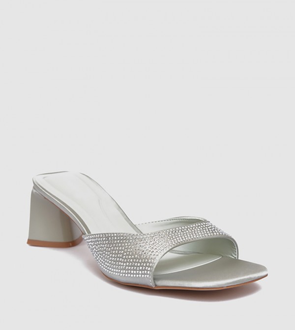 Embellished Structured Heel Sandals