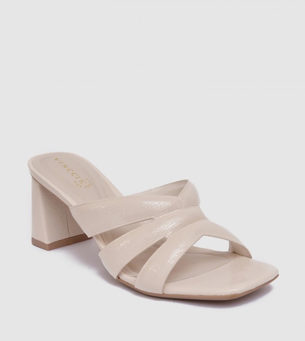 Croc Textured Structured Heel Sandals