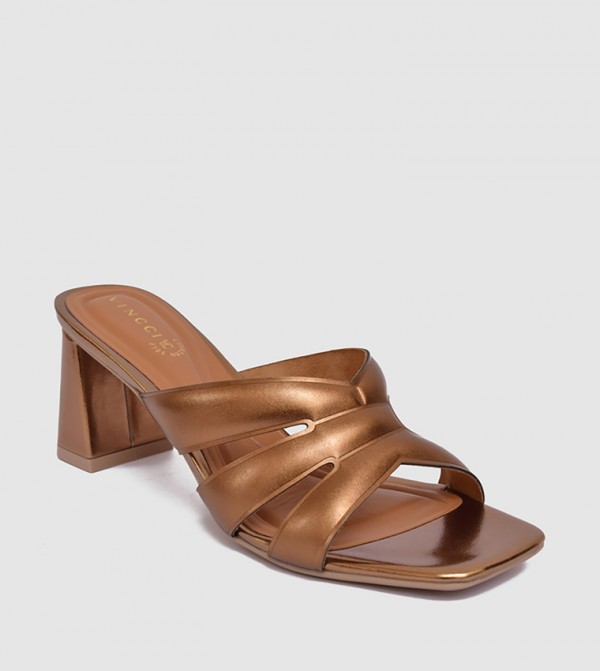 Metallic Structured Heel Sandals