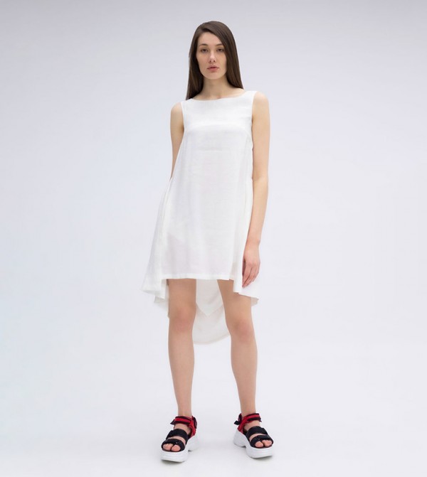Solid Sleeveless High-Low Dress