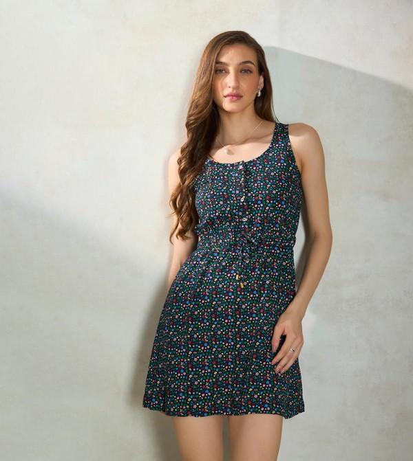 Floral Printed A-Line Mini Dress