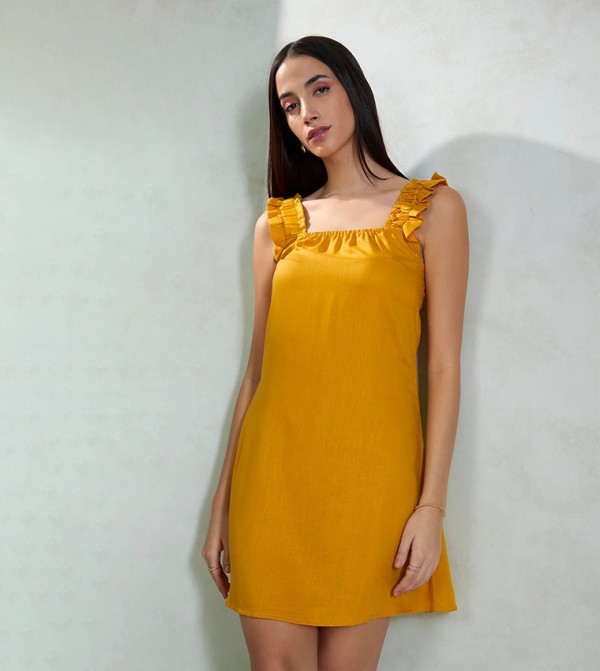 فستان ميني بقصة A وبلا أكمام 