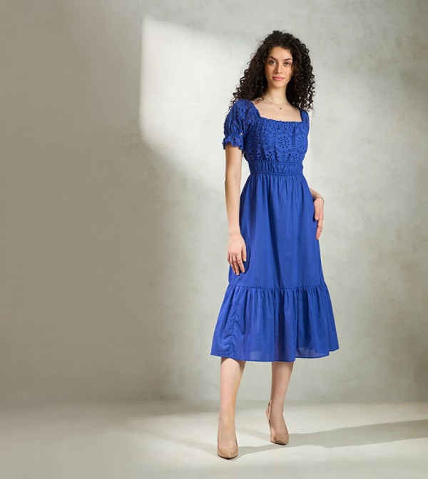 فستان ميدي شيفلي قطن 