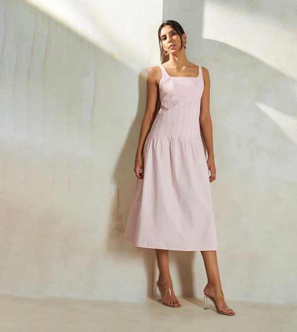 Solid Sleeveless Midi Dress