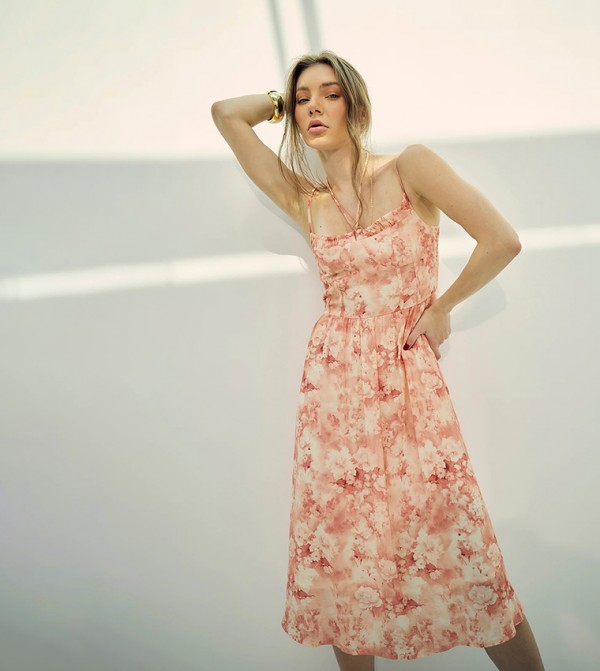 Madonna Printed Strappy Midi Dress