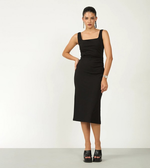 Solid Bodycon Midi Dress