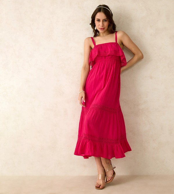 Kimberly Strappy Lace Detail Midi Dress