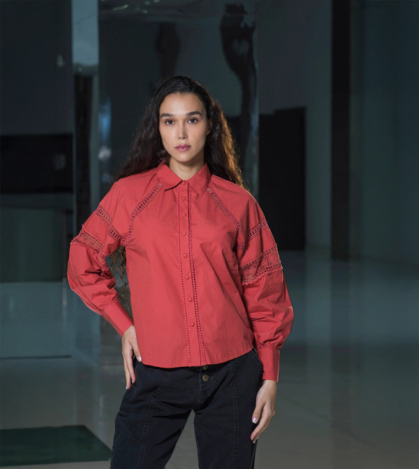 Lace Detail Pure Cotton Shirt