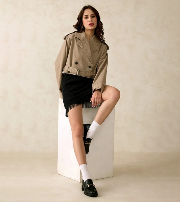 جاكيت ترنش قطن قصير 