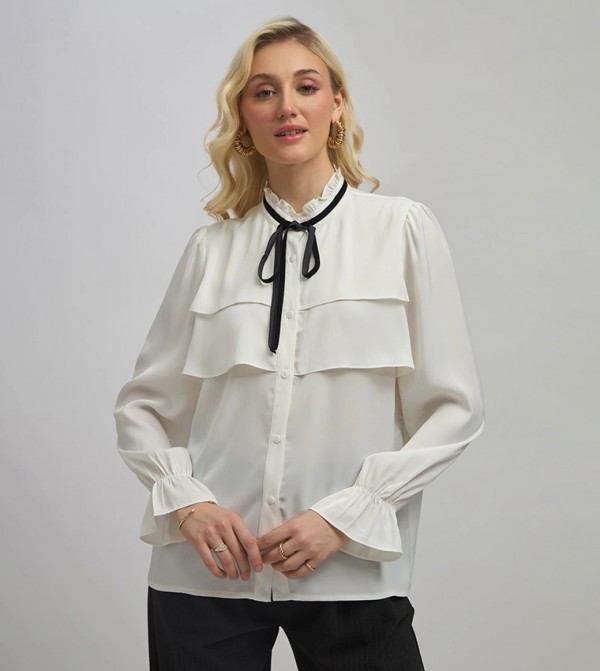 Solid Georgette Stretch Layered Top