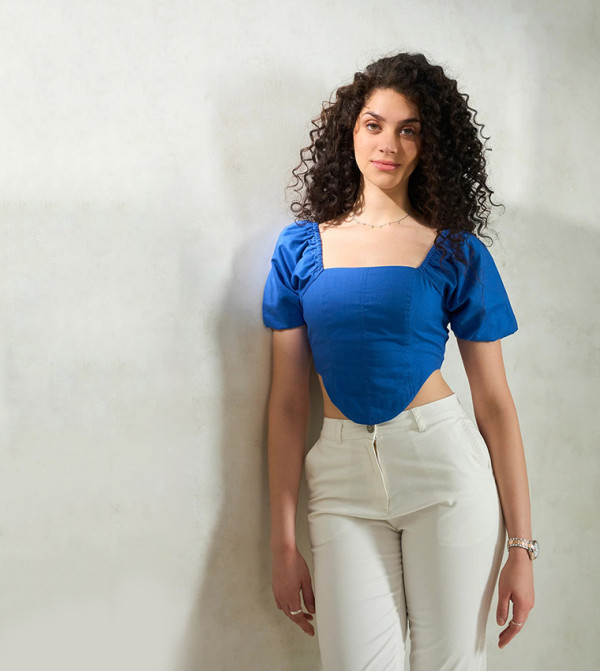 Solid Cotton Short Sleeves Corset