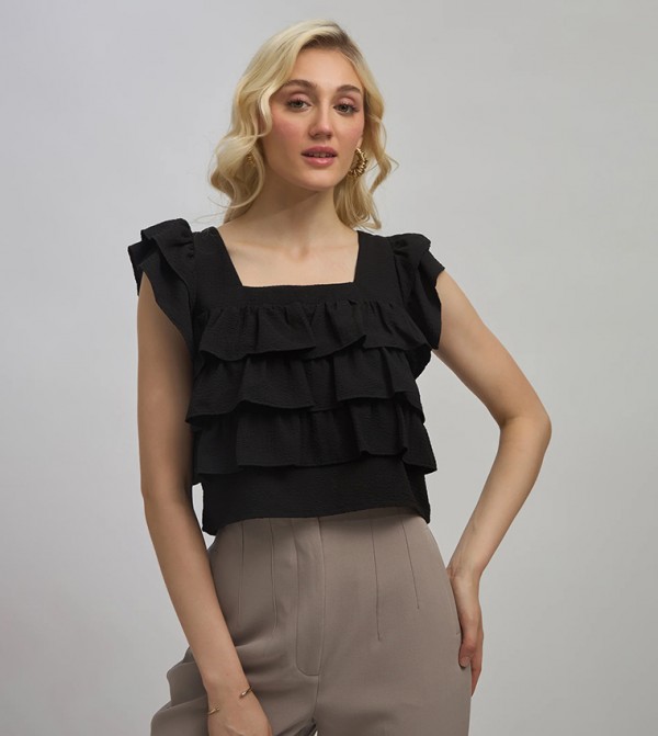 Arabella Square Neck Layered Crop Top