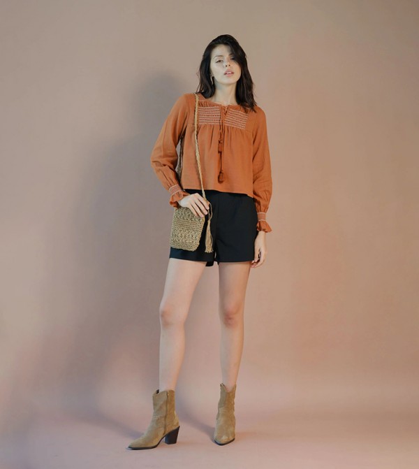 Embroidered Pure Cotton Long Sleeves Top