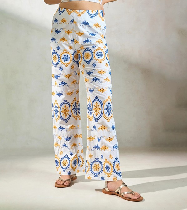 Embroidered High Waist Trousers