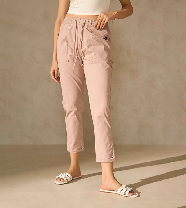High Rise Drawstring Waist Trousers