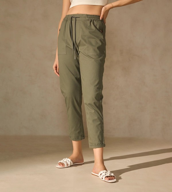 High Rise Drawstring Waist Trousers