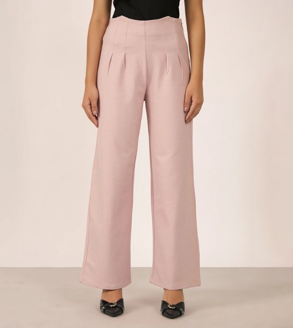 Solid High Waist Trousers