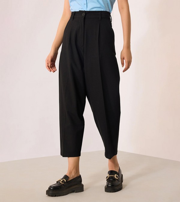 Solid High Waist Trousers