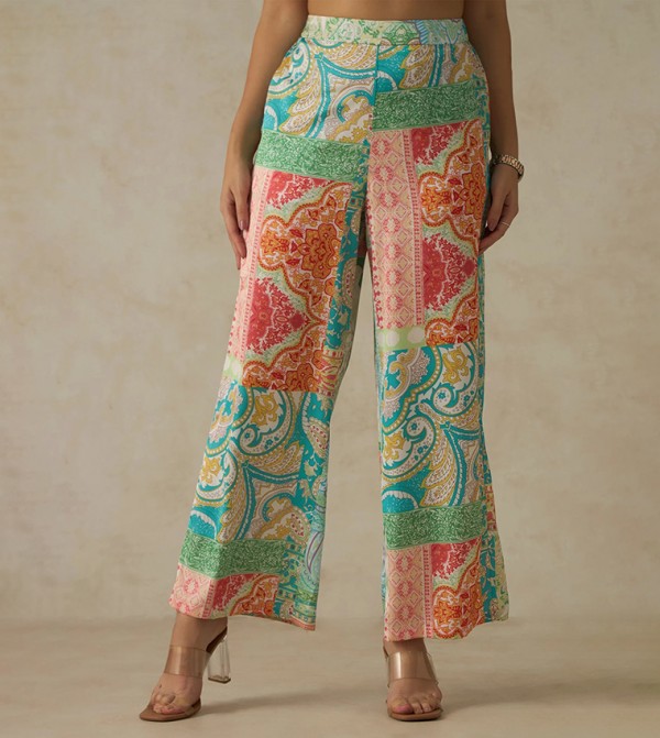 Printed High Waist Trousers