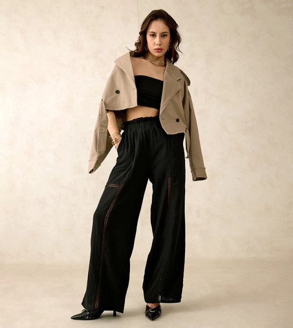 Pure Cotton Paperbag Waist Pants