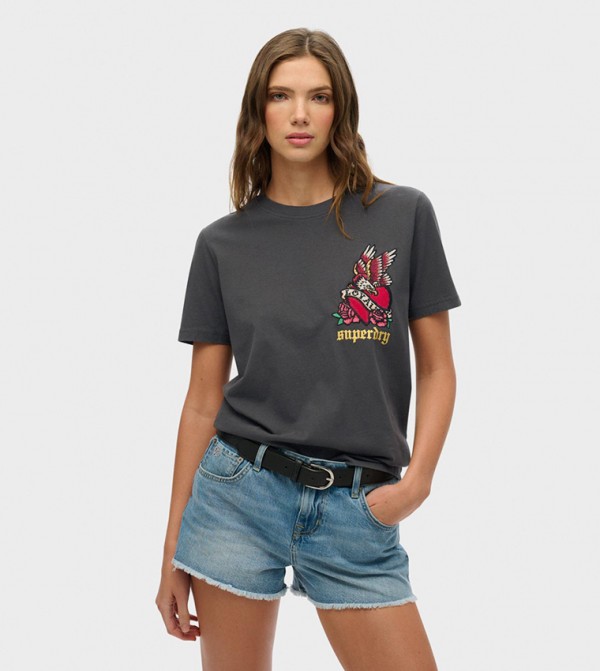 Printed Crew Neck Relaxed Fit T-Shirt