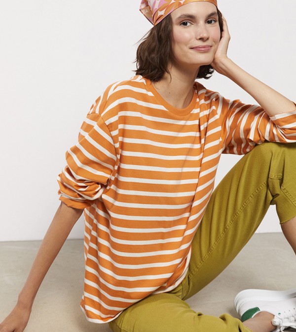 Orange striped clearance t shirt