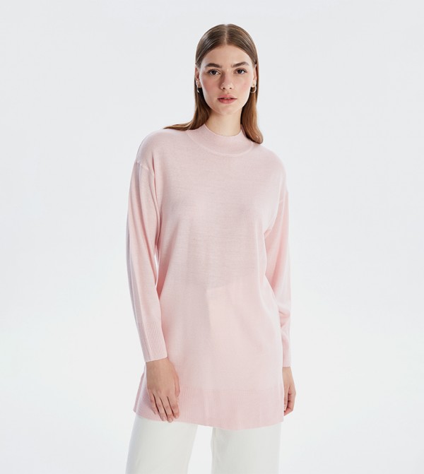 Mock Neck Long Sleeves Tricot Tunic
