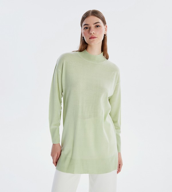 Mock Neck Long Sleeves Tricot Tunic