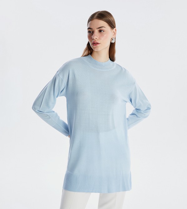 Mock Neck Long Sleeves Tricot Tunic