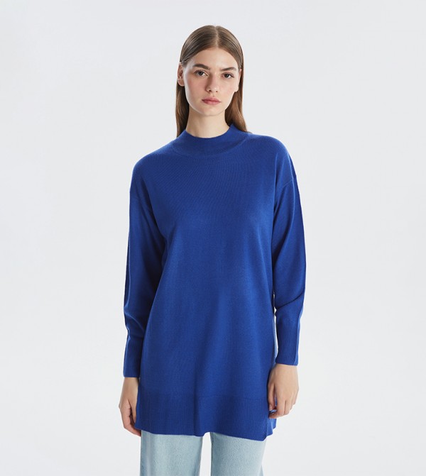 Mock Neck Long Sleeves Tricot Tunic