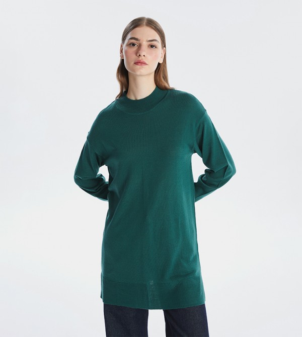 Mock Neck Long Sleeves Tricot Tunic