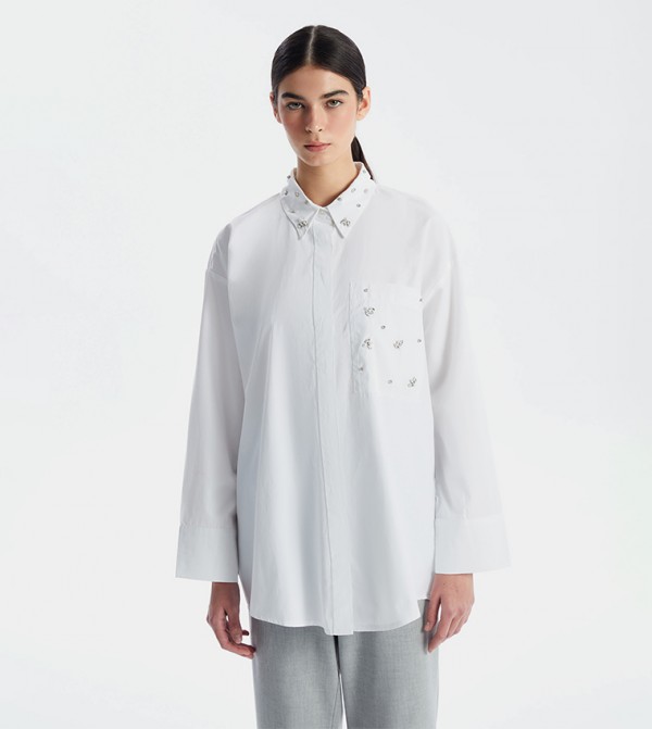 Embellished Oversized Shirt Tunic