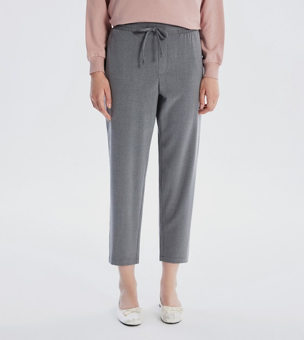 Drawstring Waist Carrot Fit Pants