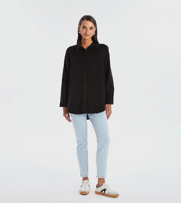 Long Sleeves Velvet Shirt Tunic
