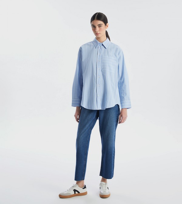 Faded High Waist Straight Fit Jeans