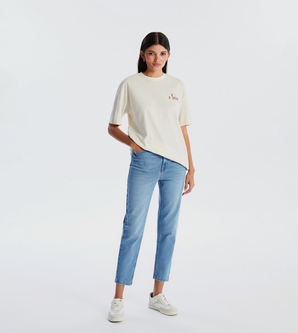 Faded High Waist Slim Fit Jeans