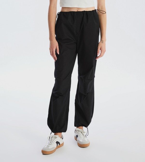 High Waist Elastic Waist Trousers