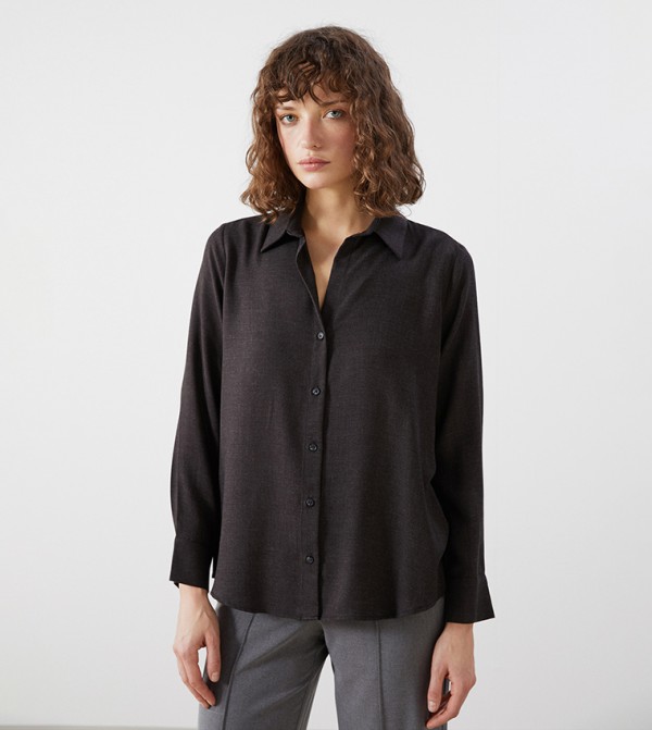 Textured Long Sleeves Oversized Shirt