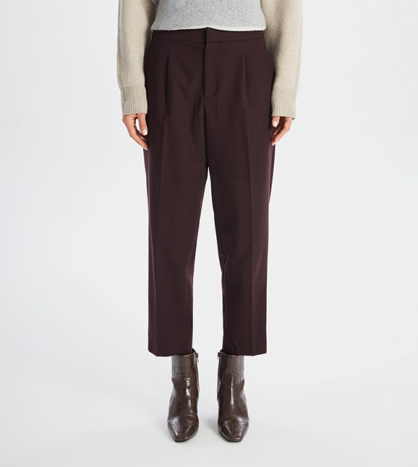 Solid Straight Fit Gabardine Trousers
