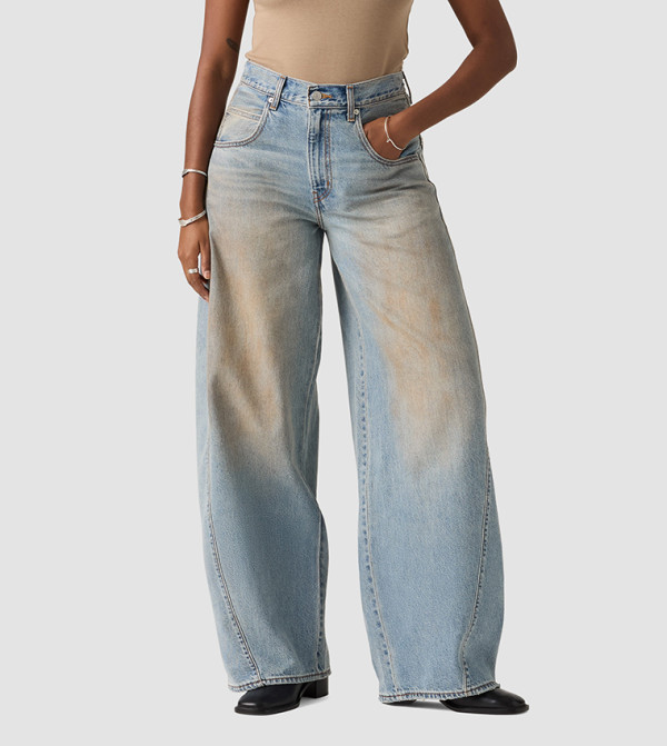 Washed High Rise Super Baggy Barrel Fit Jeans