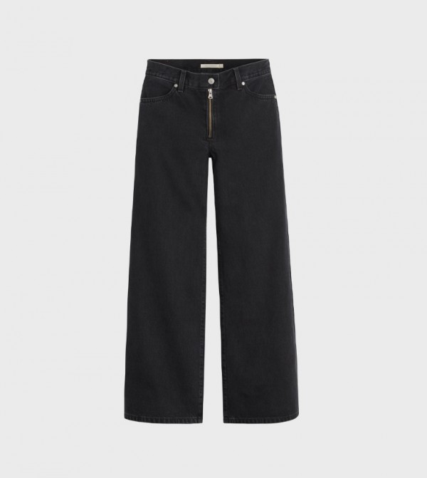 94 Washed Wide Leg Moto Jeans