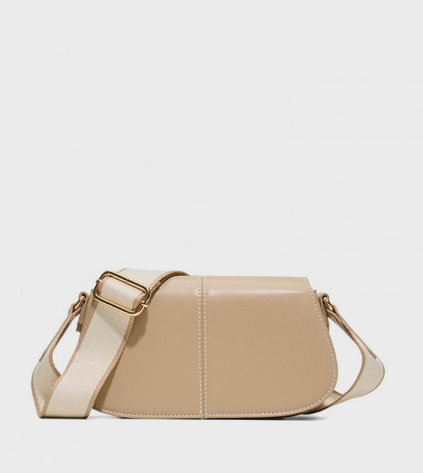 WEBBER Contrast Stitch Flap Crossbody Bag