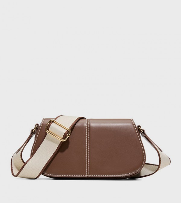 WEBBER Contrast Stitch Flap Crossbody Bag
