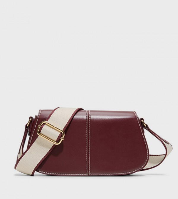 WEBBER Contrast Stitch Flap Crossbody Bag