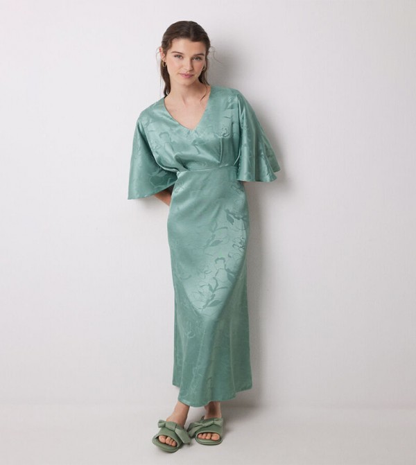 Jacquard Satin Maxi Dress