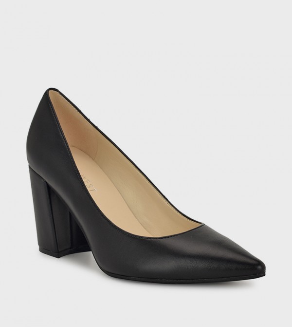 Pointed Toe Block Heel Pumps