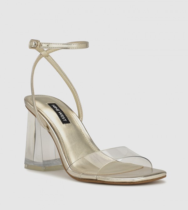 Buy Nine West GLOREA Ankle Strap Clear Heel Sandals In Orange